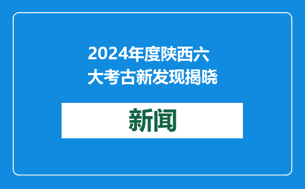 2024年度陕西六大考古新发现揭晓