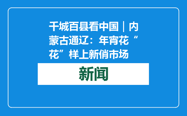 千城百县看中国｜内蒙古通辽：年宵花“花”样上新俏市场