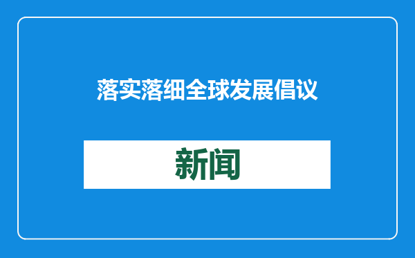 落实落细全球发展倡议