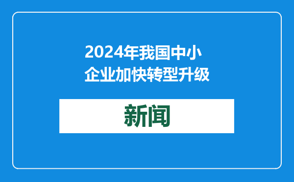 2024年我国中小企业加快转型升级