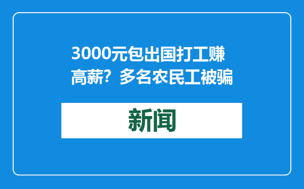 3000元包出国打工赚高薪？多名农民工被骗