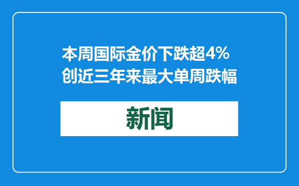 本周国际金价下跌超4% 创近三年来最大单周跌幅