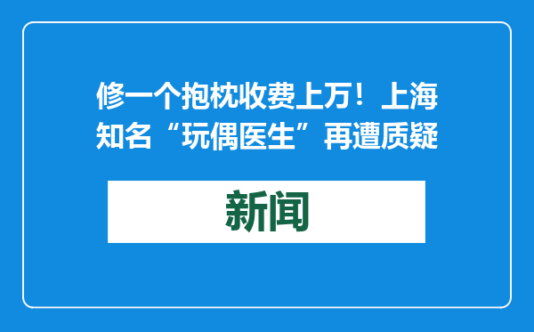 修一个抱枕收费上万！上海知名“玩偶医生”再遭质疑