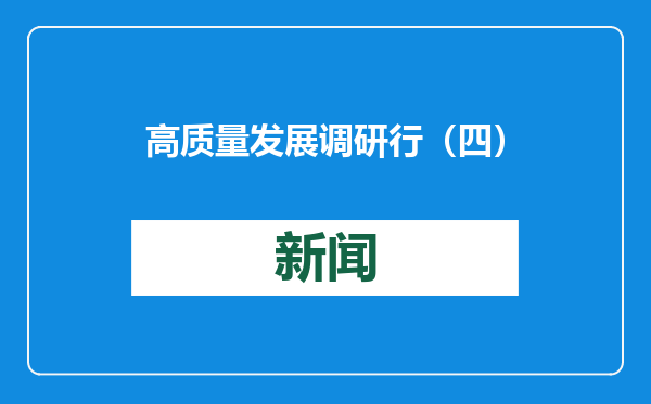高质量发展调研行（四）