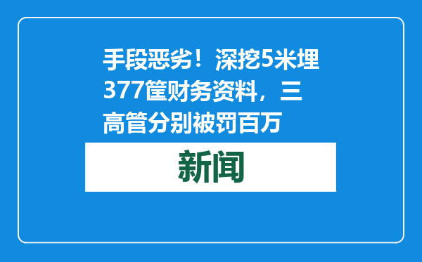 手段恶劣！深挖5米埋377筐财务资料，三高管分别被罚百万
