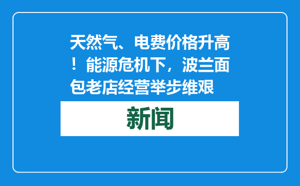 天然气、电费价格升高！能源危机下，波兰面包老店经营举步维艰