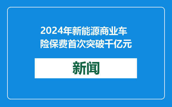 2024年新能源商业车险保费首次突破千亿元