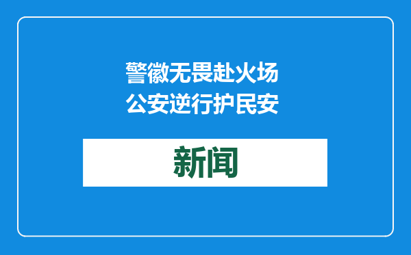警徽无畏赴火场 公安逆行护民安