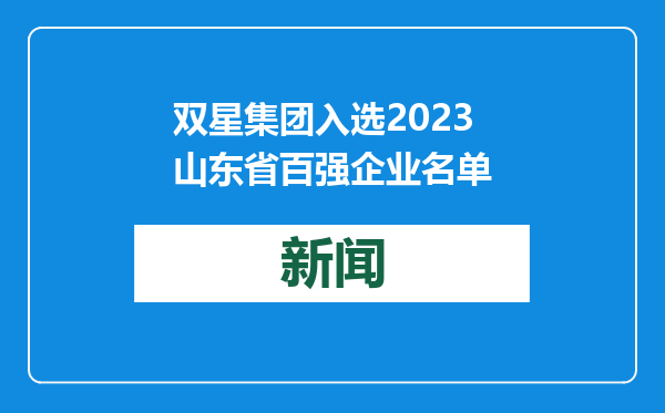 双星集团入选2023山东省百强企业名单