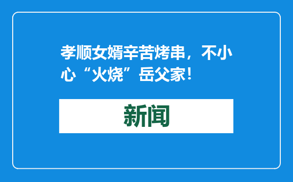 孝顺女婿辛苦烤串，不小心“火烧”岳父家！