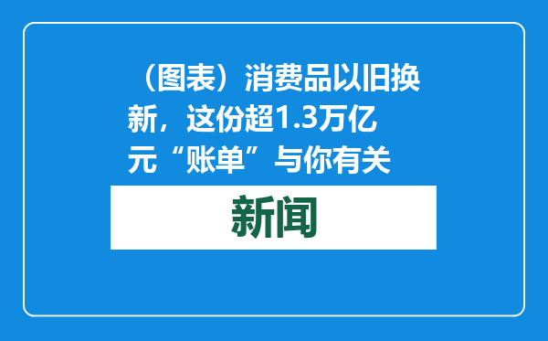 （图表）消费品以旧换新，这份超1.3万亿元“账单”与你有关
