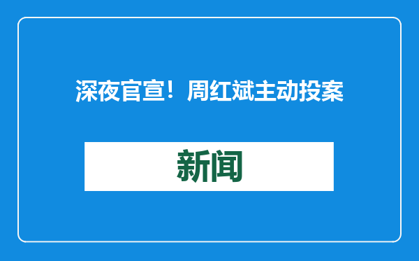 深夜官宣！周红斌主动投案
