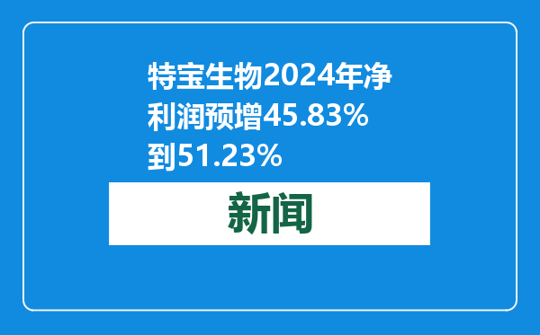 特宝生物2024年净利润预增45.83%到51.23%