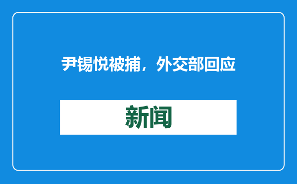 尹锡悦被捕，外交部回应