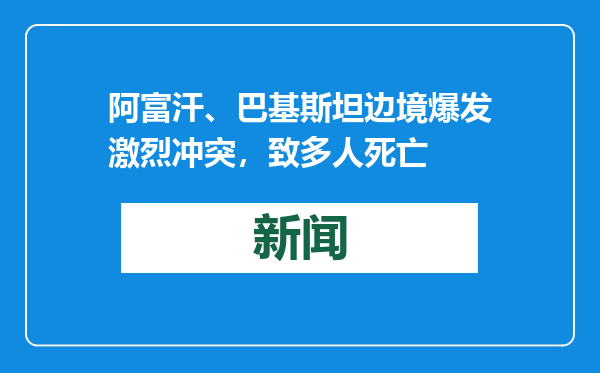 阿富汗、巴基斯坦边境爆发激烈冲突，致多人死亡