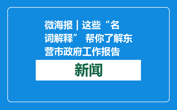 微海报 | 这些“名词解释” 帮你了解东营市政府工作报告
