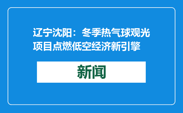 辽宁沈阳：冬季热气球观光项目点燃低空经济新引擎