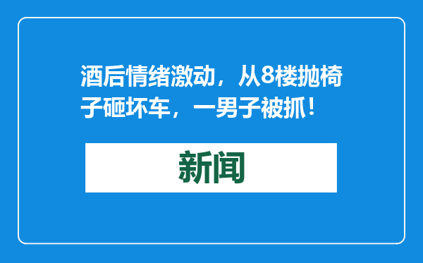 酒后情绪激动，从8楼抛椅子砸坏车，一男子被抓！