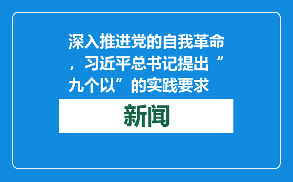 深入推进党的自我革命，习近平总书记提出“九个以”的实践要求