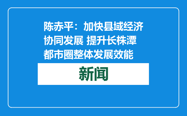陈赤平：加快县域经济协同发展 提升长株潭都市圈整体发展效能