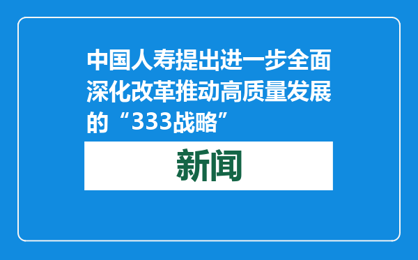 中国人寿提出进一步全面深化改革推动高质量发展的“333战略”
