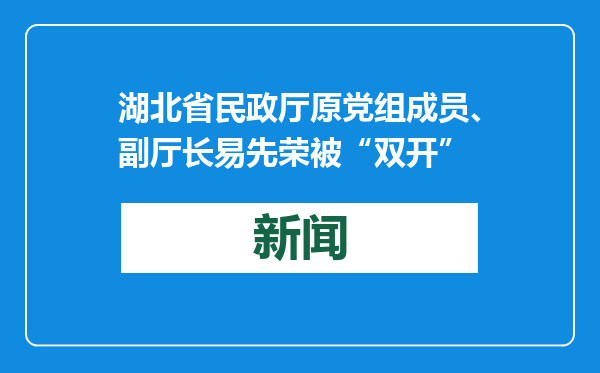 湖北省民政厅原党组成员、副厅长易先荣被“双开”