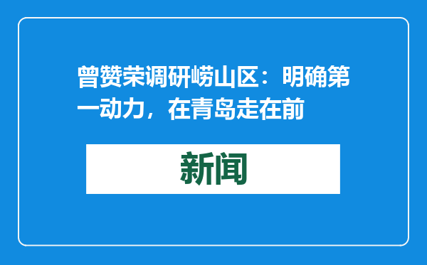曾赞荣调研崂山区：明确第一动力，在青岛走在前