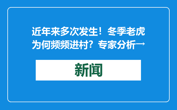 近年来多次发生！冬季老虎为何频频进村？专家分析→