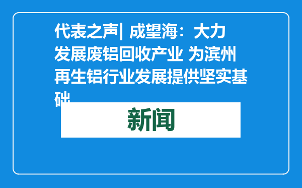 代表之声| 成望海：大力发展废铝回收产业 为滨州再生铝行业发展提供坚实基础