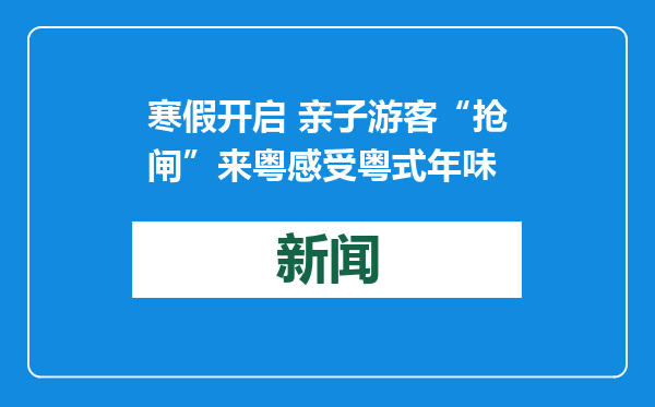 寒假开启 亲子游客“抢闸”来粤感受粤式年味