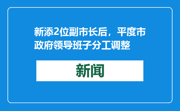 新添2位副市长后，平度市政府领导班子分工调整