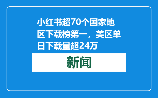 小红书超70个国家地区下载榜第一，美区单日下载量超24万