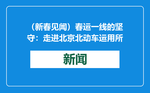 （新春见闻）春运一线的坚守：走进北京北动车运用所