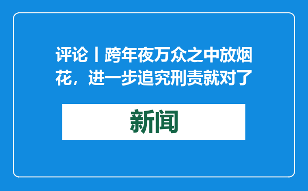 评论丨跨年夜万众之中放烟花，进一步追究刑责就对了