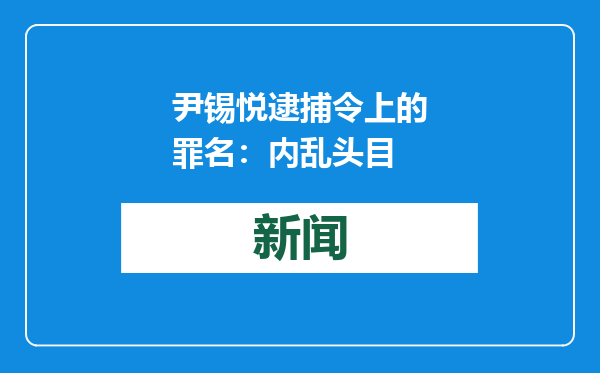尹锡悦逮捕令上的罪名：内乱头目