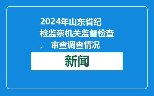 2024年山东省纪检监察机关监督检查、 审查调查情况