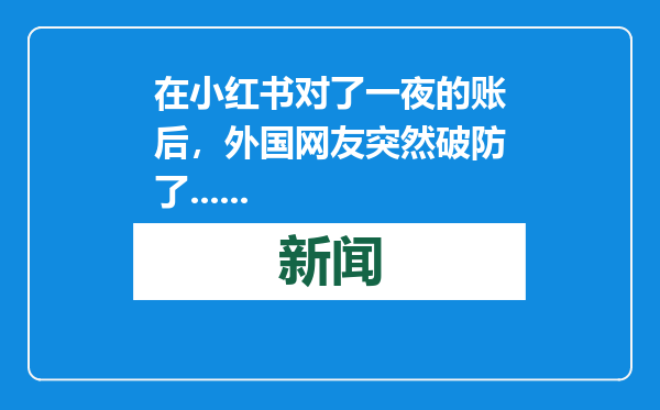 在小红书对了一夜的账后，外国网友突然破防了......