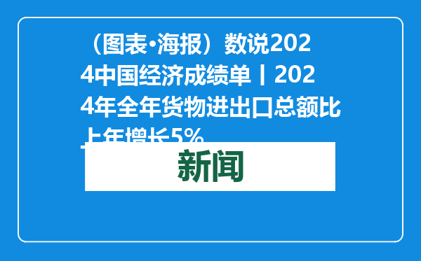 （图表·海报）数说2024中国经济成绩单丨2024年全年货物进出口总额比上年增长5%