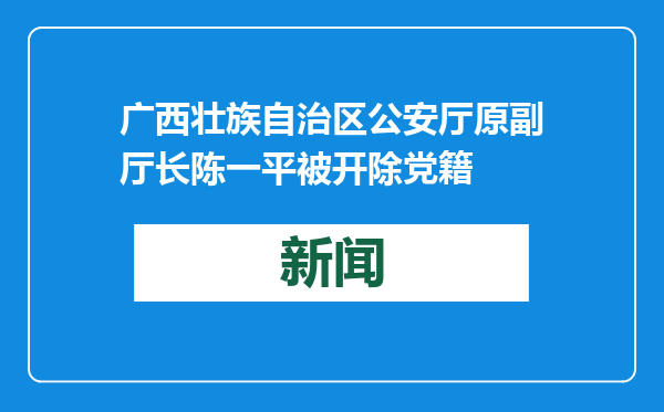 广西壮族自治区公安厅原副厅长陈一平被开除党籍