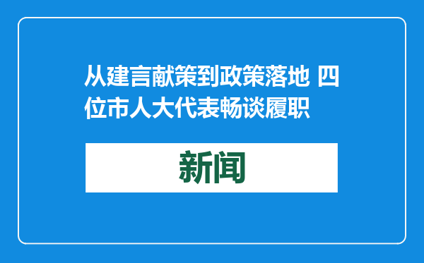 从建言献策到政策落地 四位市人大代表畅谈履职