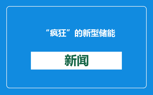 “疯狂”的新型储能