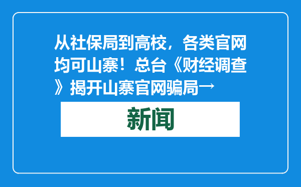 从社保局到高校，各类官网均可山寨！总台《财经调查》揭开山寨官网骗局→