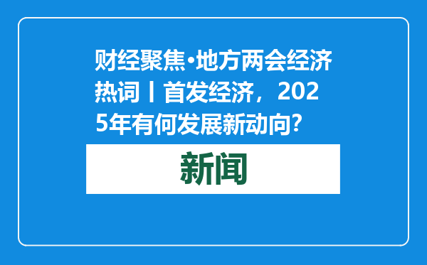 财经聚焦·地方两会经济热词丨首发经济，2025年有何发展新动向？