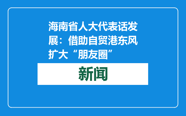 海南省人大代表话发展：借助自贸港东风扩大“朋友圈”
