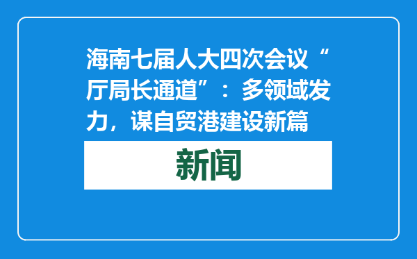 海南七届人大四次会议“厅局长通道”：多领域发力，谋自贸港建设新篇