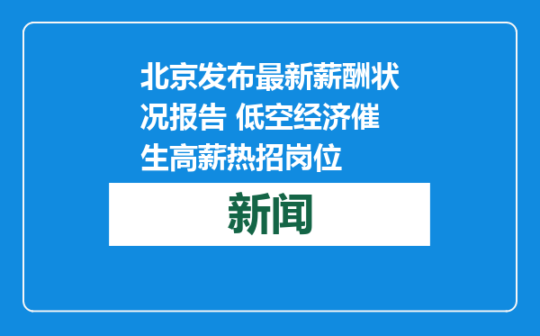 北京发布最新薪酬状况报告 低空经济催生高薪热招岗位