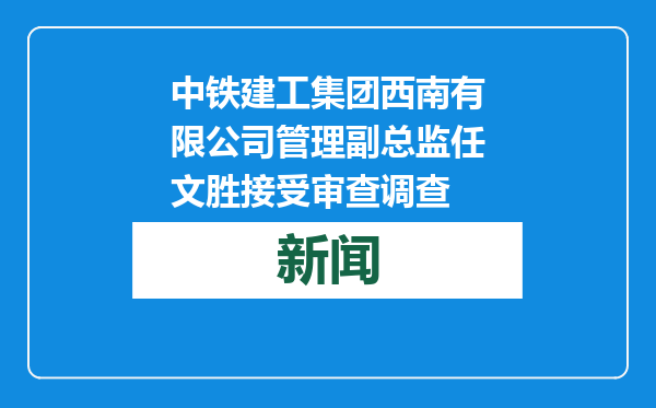 中铁建工集团西南有限公司管理副总监任文胜接受审查调查