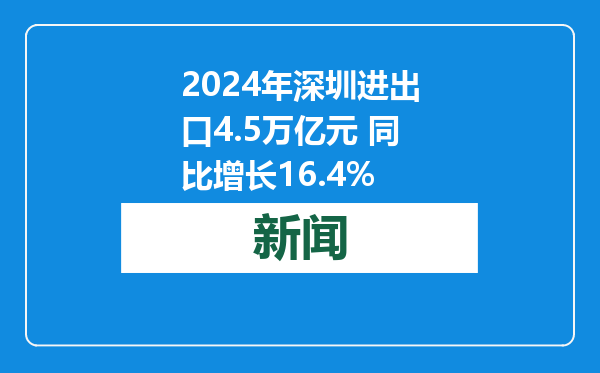2024年深圳进出口4.5万亿元 同比增长16.4%