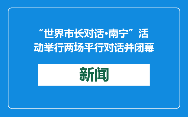 “世界市长对话·南宁”活动举行两场平行对话并闭幕