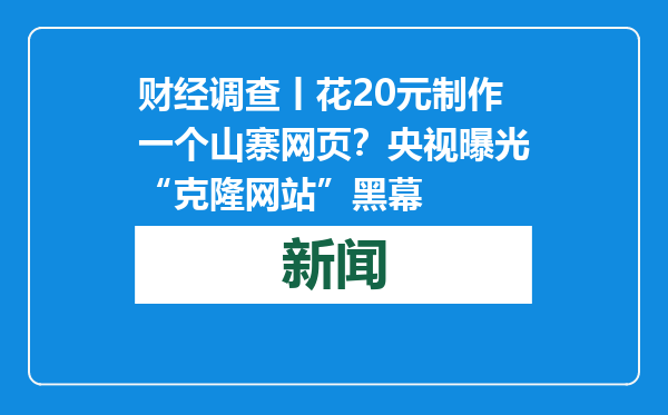 财经调查丨花20元制作一个山寨网页？央视曝光“克隆网站”黑幕